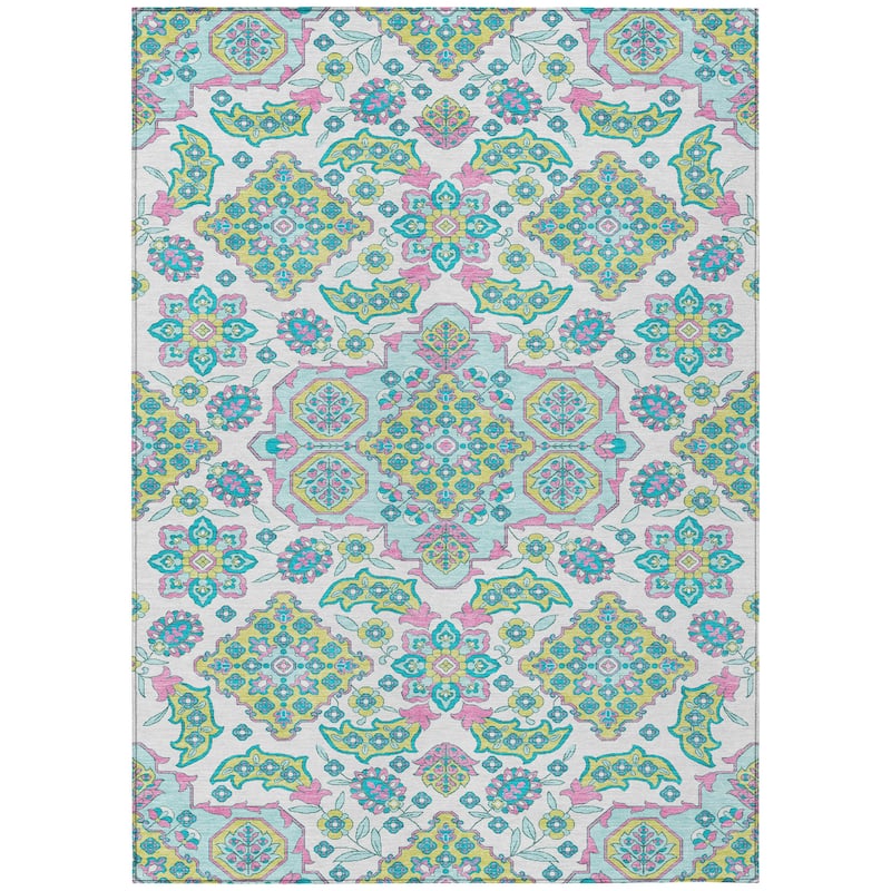 HomeRoots Medallion Traditional Rectangle Outdoor Rug