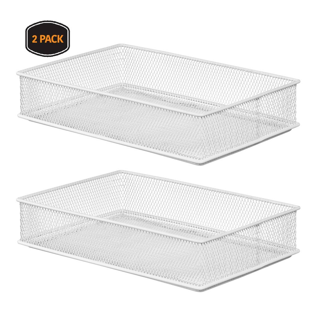 Ybm Home White Mesh Drawer Cabinet Shelf Organizer Bins, School Supply Holder Office Desktop Organizer Basket 6x9x2 Inch 2 Pack