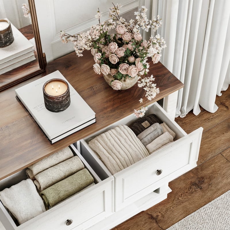 7-Drawer White Modern Dresser, 52" White Wooden Storage Dresser for Bedroom