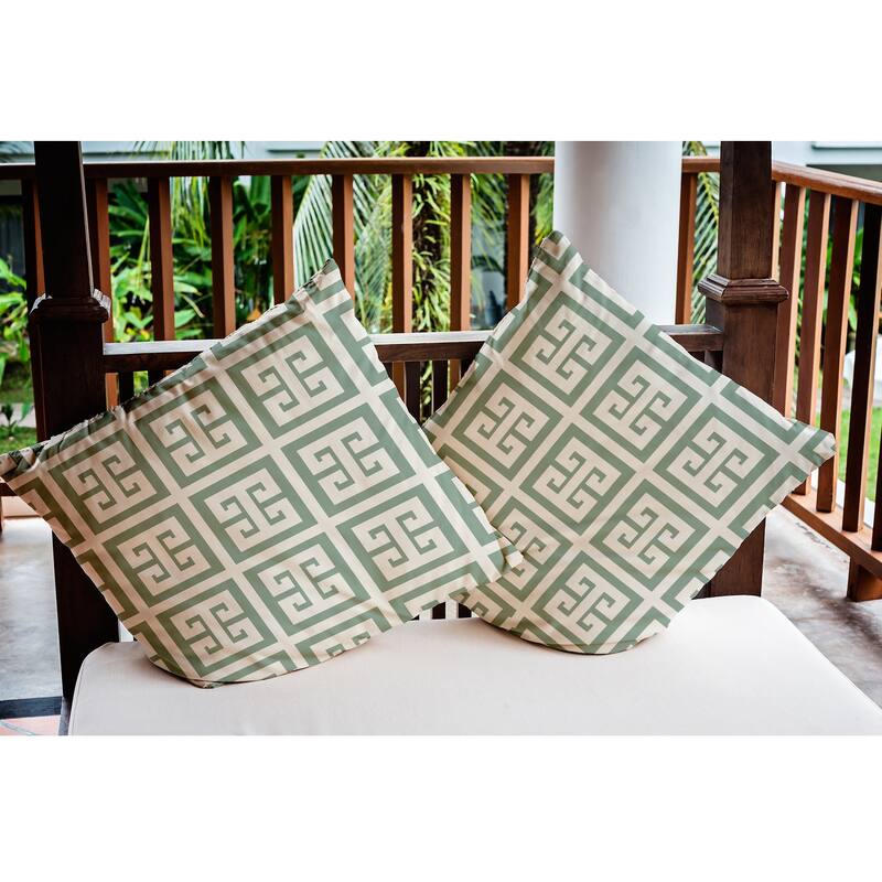 Greek Key Patterned Nautical Indoor/Outdoor Throw Pillow