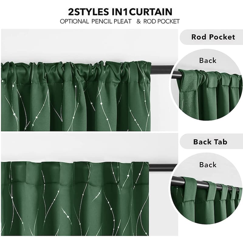 Deconovo Back Tab Silver Lines with Dots Curtain Panel Pairs(2 Panel)