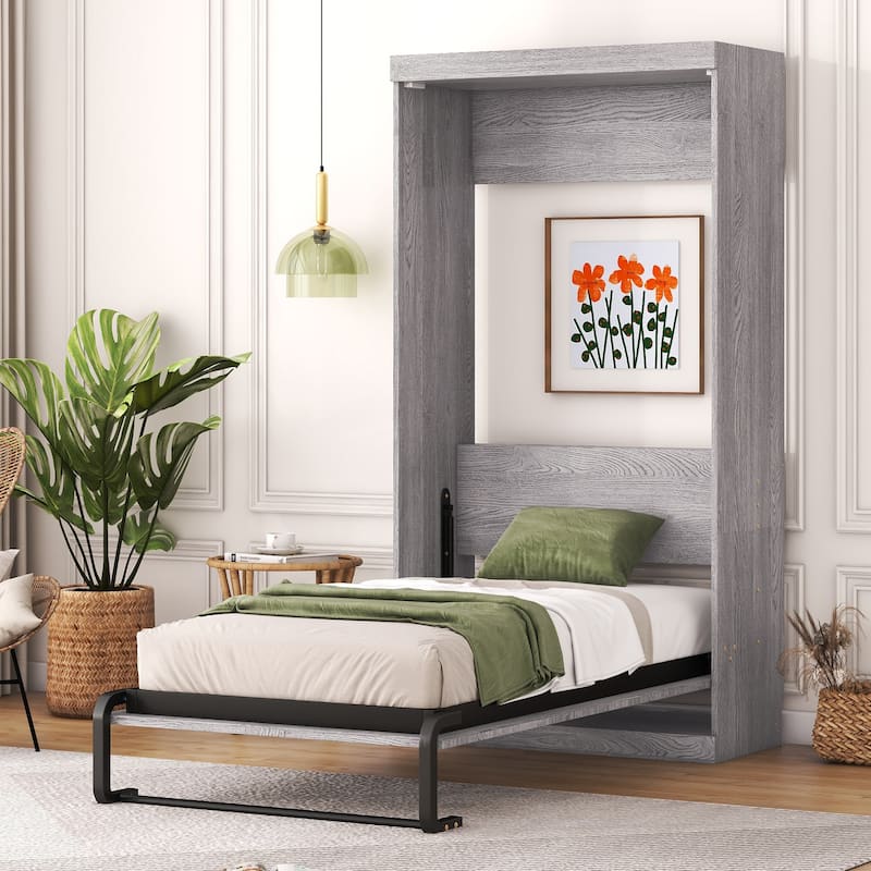 Nestfair Twin Size Murphy Bed, can be Folded into a Cabinet - Grey - Twin