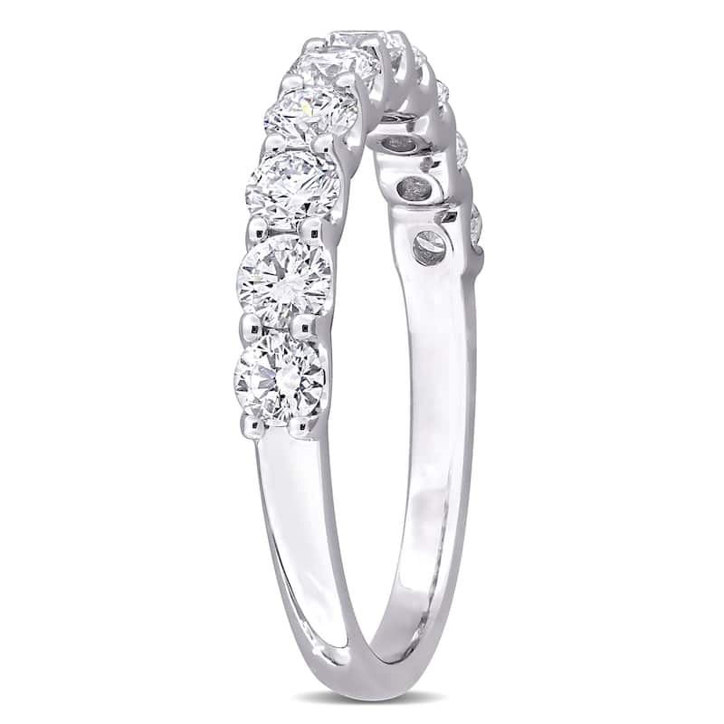 Miadora 1ct TDW Lab Grown Diamond and Tsavorite Accent Anniversary Band 14k White Gold