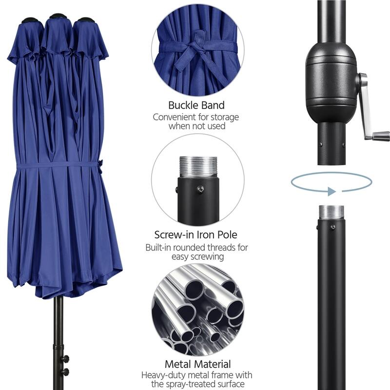 Yaheetech 13ft Twin Patio Parasol Outdoor Umbrella with Crank