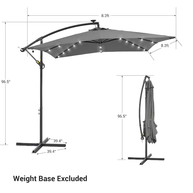 BONOSUKI Outdoor Umbrella,8.2x8.2ft Canopy Offset Umbrella With LED