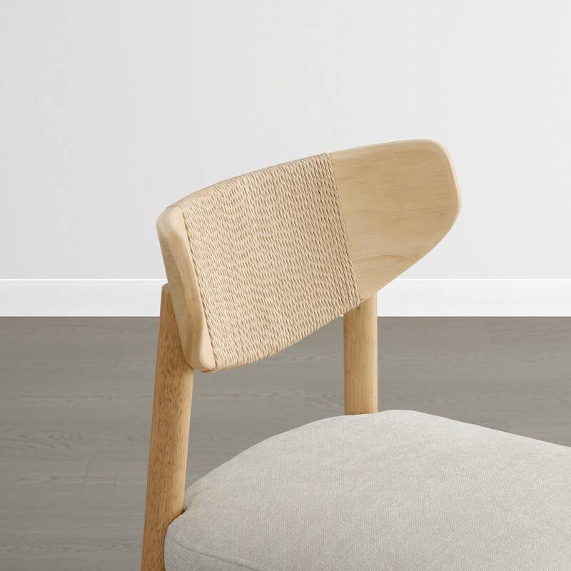 Spruce & Spring Boho Woven Bar Stool with Curved Back