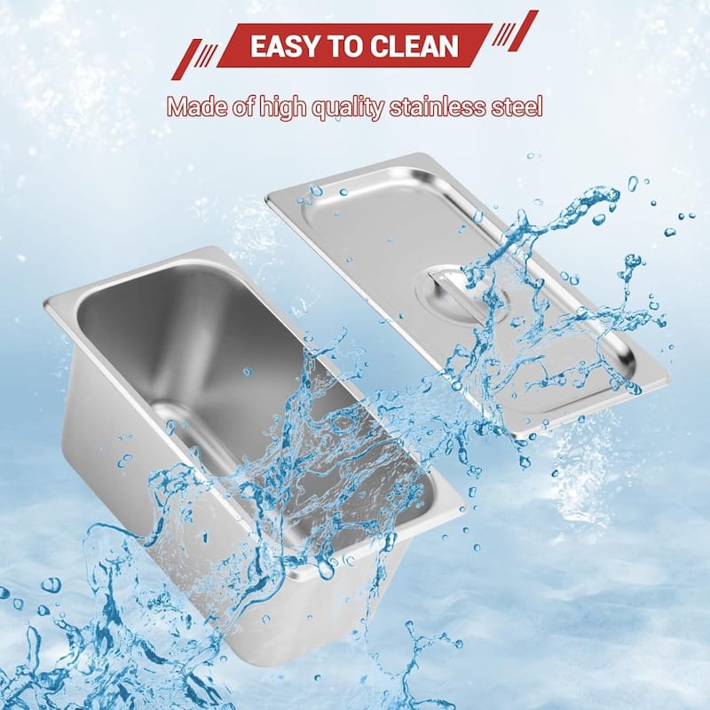 21 QT Electric 3-Pan Commercial Food Warmer Buffet, Countertop Steam Table - N/A