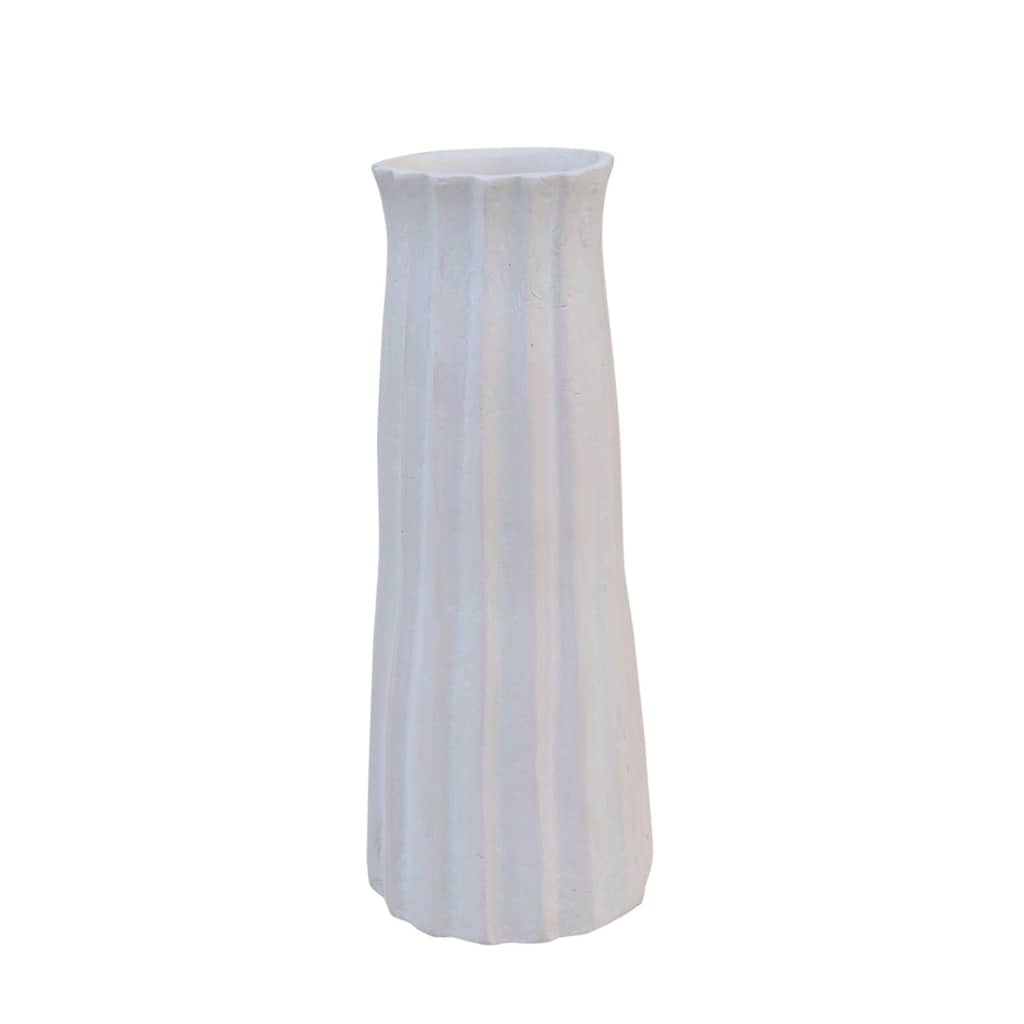 Paper Mache Vase Dia 5.91" - NATURAL WHITE - NATURAL WHITE