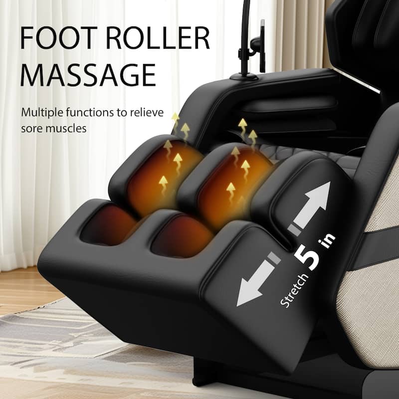 Luxury Zero Gravity Full-Body Massage Chair with Heating, Bluetooth Audio, and Foot Rollers - Home Relaxation Recliner