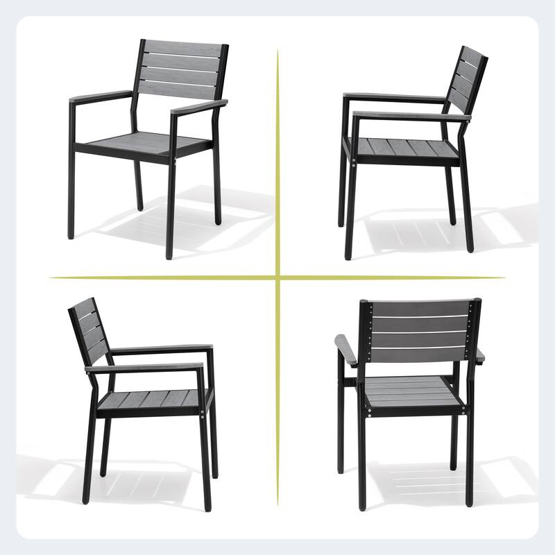 Outdoor Patio Dining Chairs Modern Aluminum Stackable Armchairs - See Picture