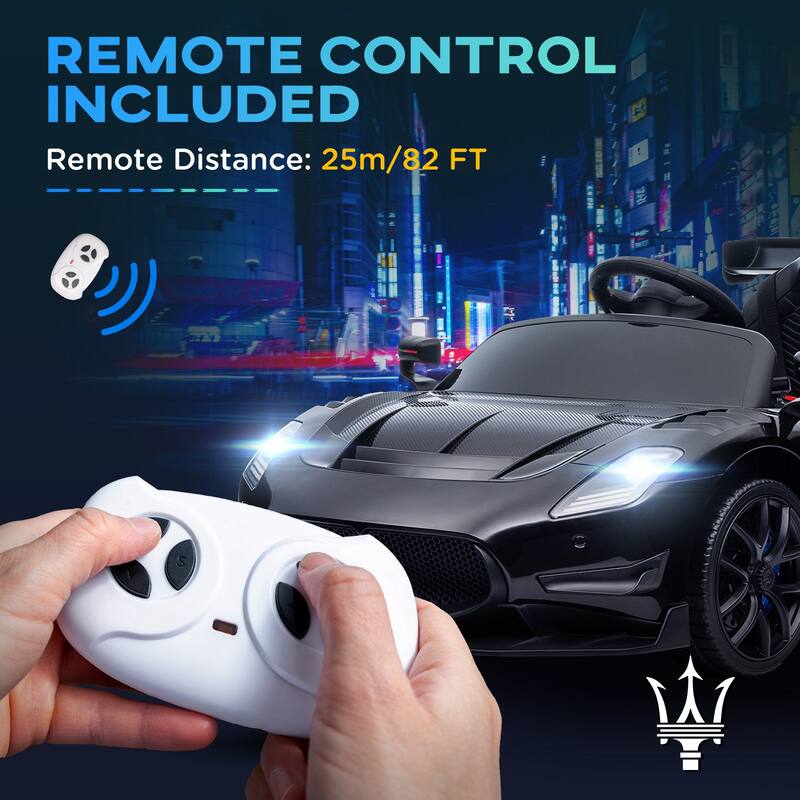 Maserati GT2 Electric Ride-On Car for Kids with Dual Control, Entertainment & Easy Portability - Black