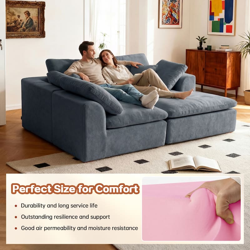 L-Shaped Chenille Sectional Sofa with Chaise Lounge, Living Room Modular Leisure Couch Chenille Sleeper Sofa