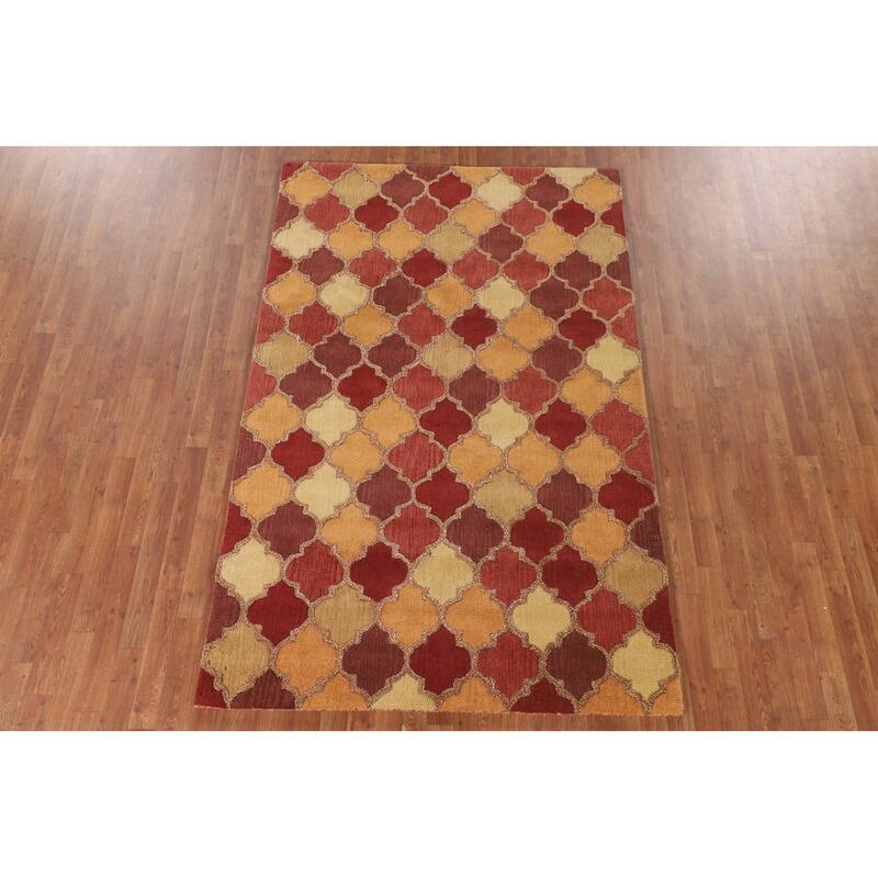 Trellis Gabbeh Indian Area Rug Hand-Tufted Wool Carpet - 5'0" x 8'0"
