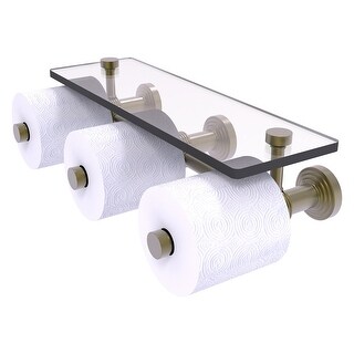 Allied Brass Waverly Place Collection Horizontal Reserve 3 Roll Toilet Paper Holder with Glass Shelf