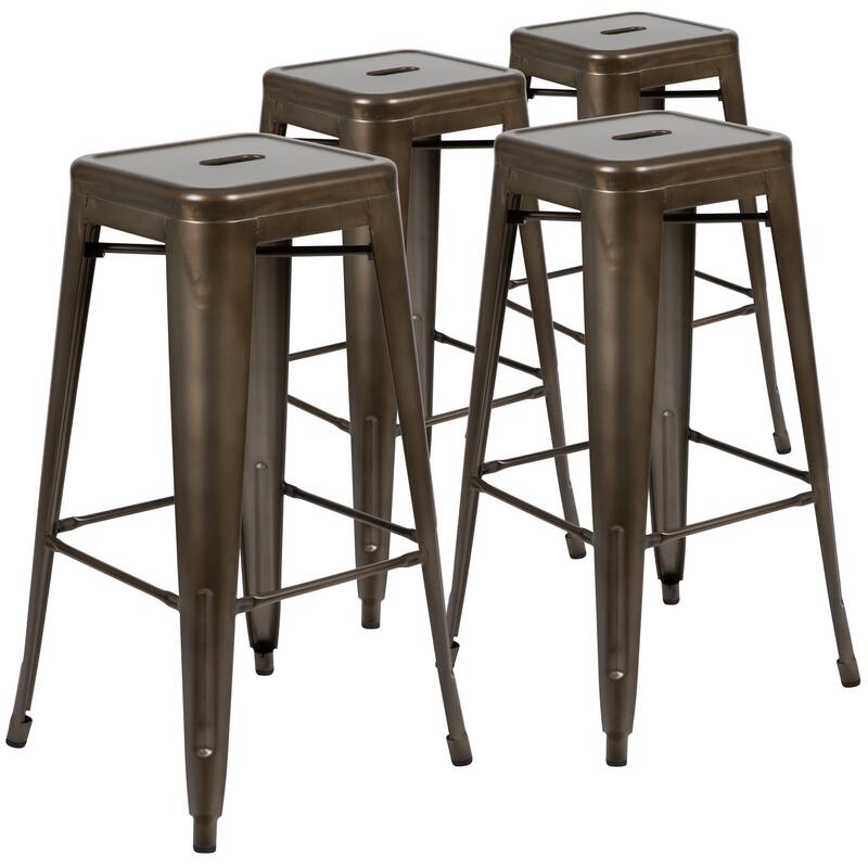 Metal 30-inch High Indoor Stackable Bar Stool (Set of 4)