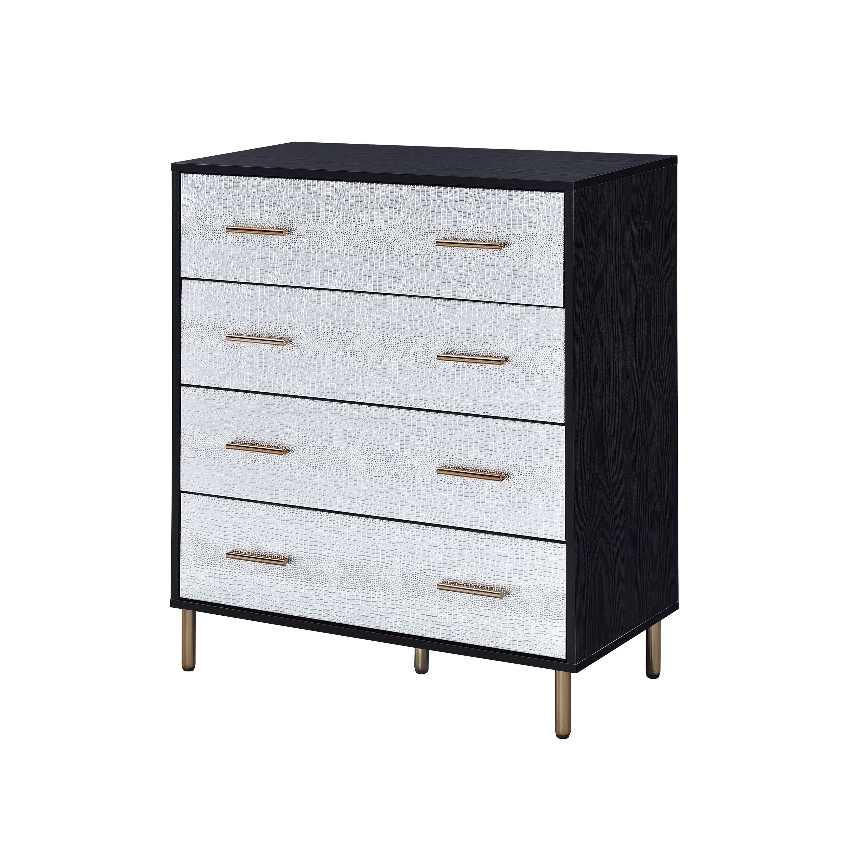 Black and Silver 4-Drawer Chest