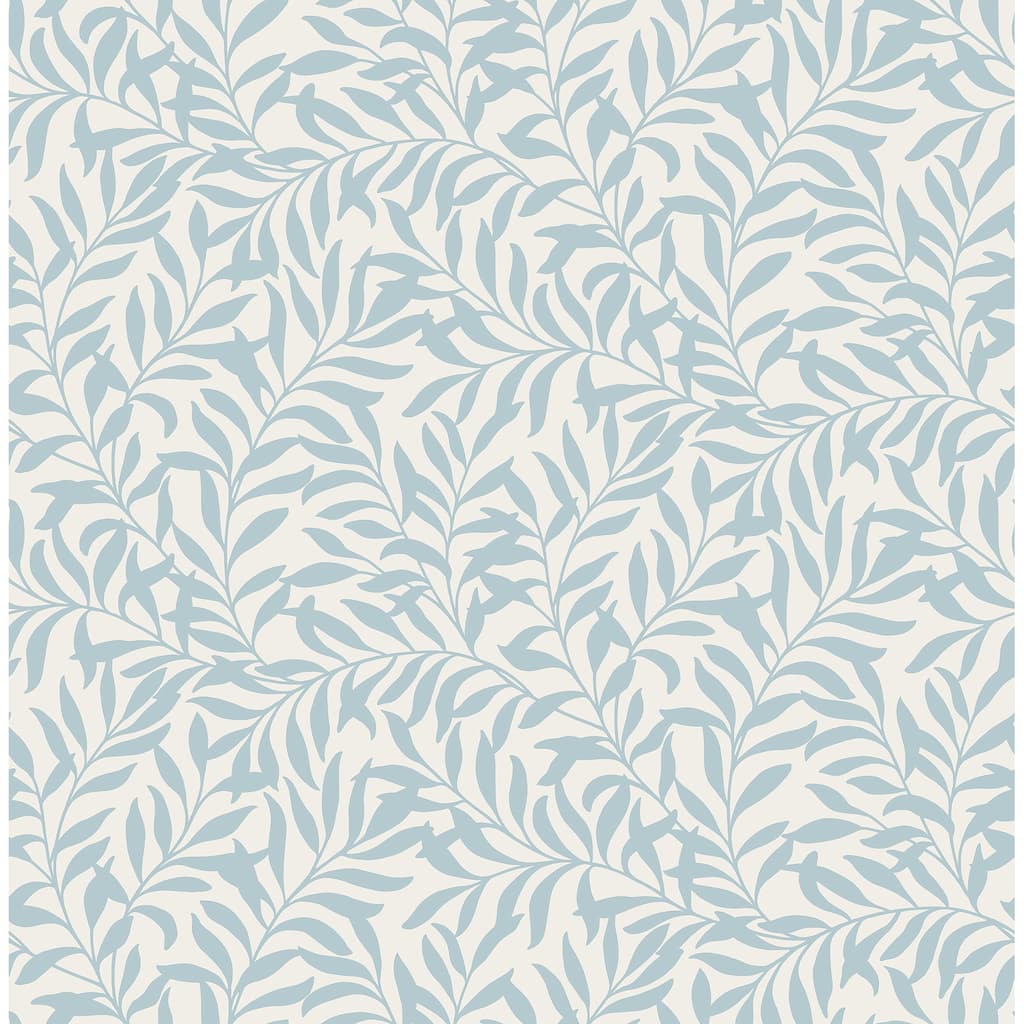 Brewster Salix Light Blue Leaf Wallpaper