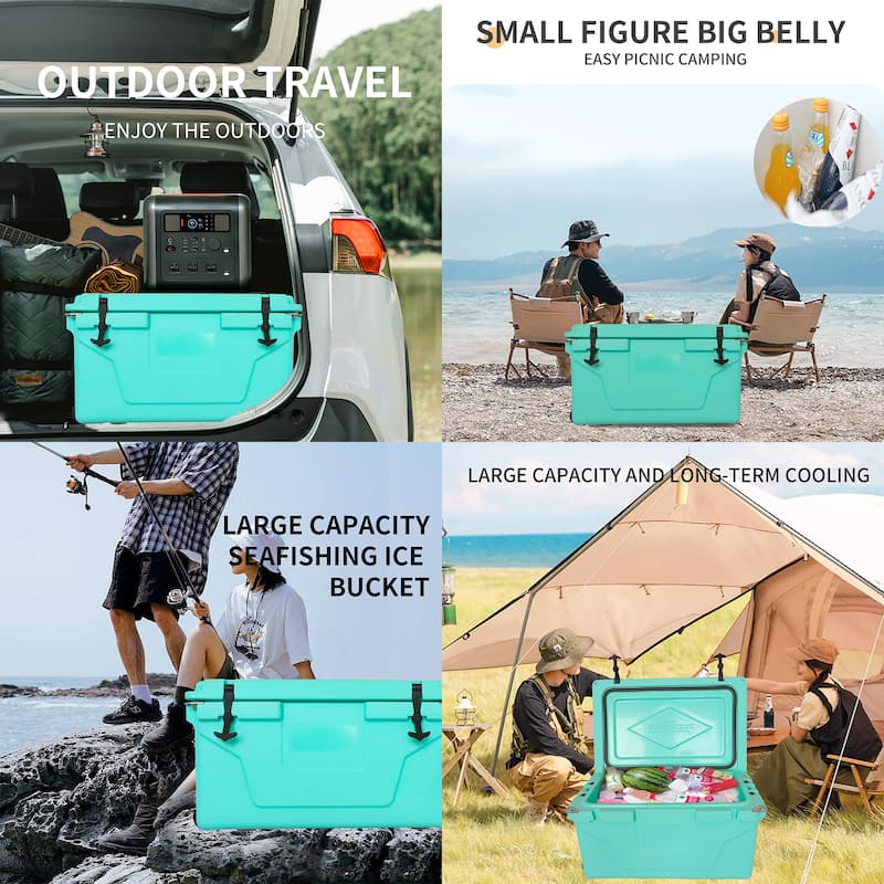 65 qt. Outdoor Portable Ice Chest Camping Cooler with Wheels