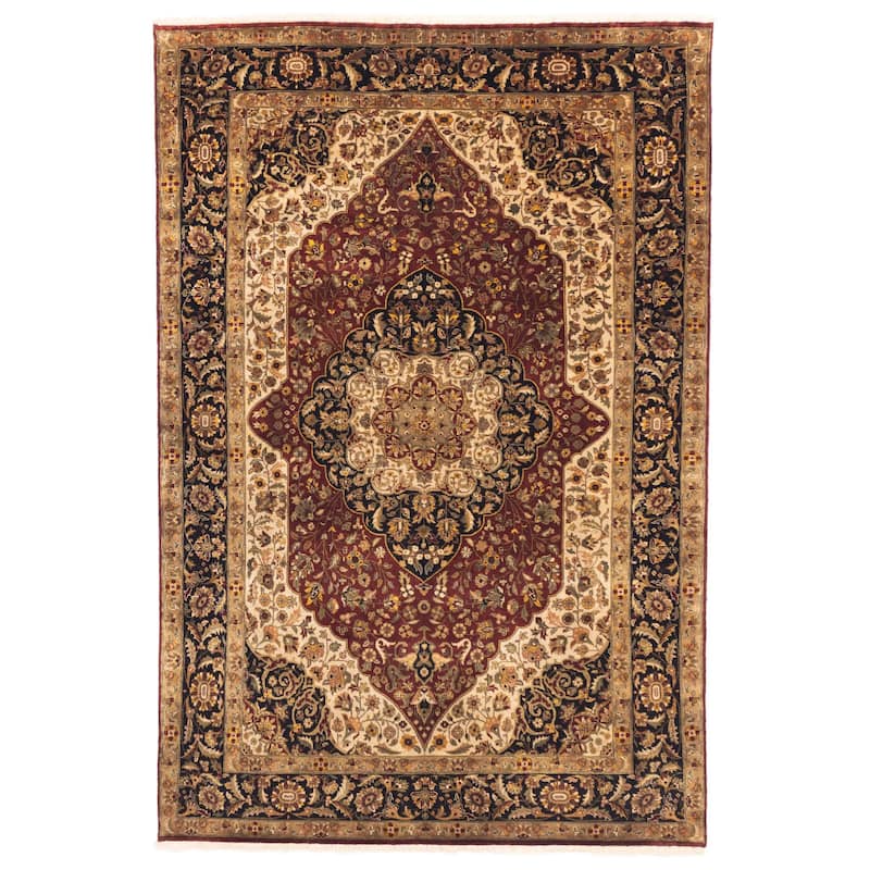 ECARPETGALLERY Hand-knotted Mirzapur Dark Red Silk, Wool Rug - 5'10 x 8'10