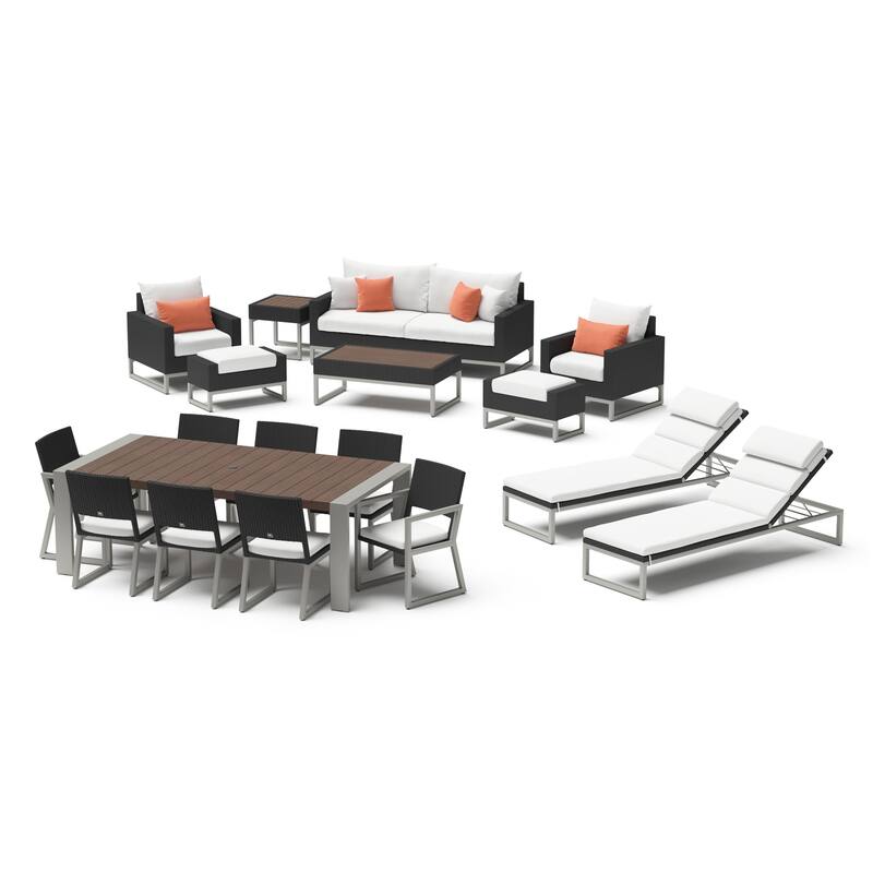 Milo Espresso 18 Piece Sunbrella Outdoor Patio Estate Set
