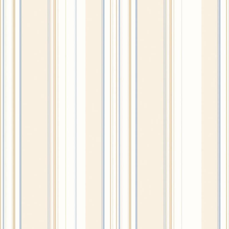 Galerie Wallcoverings Kitchen Recipes Mixed Stripes Vinyl on Non-woven Matte Wallpaper Roll - 33 feet x 21 inches - Cream/Blue