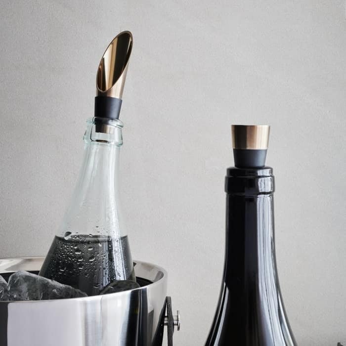Rosendahl Grand Cru Wine Stopper and Pourer, Black/Patinated Steel, 2 pcs.
