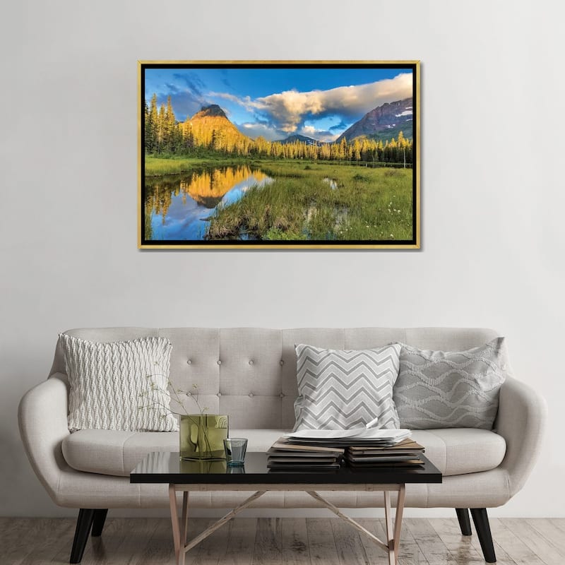 iCanvas "Sinopah Mountain And Its Reflection, Two Medicine, Glacier National Park, Montana" by Chuck Haney Framed Canvas Print