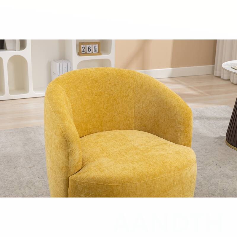 Chenille Swivel Barrel Chair