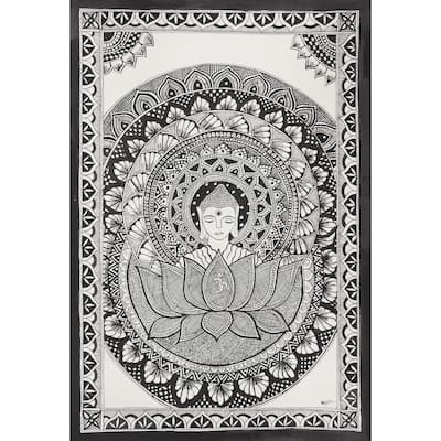 Novica Handmade Serene Buddha Madhubani Painting