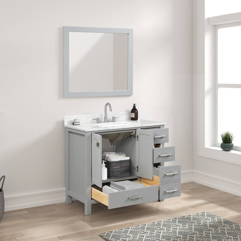 Blossom Geneva 36" Bathroom Vanity with Marble Top & Undermount Sink