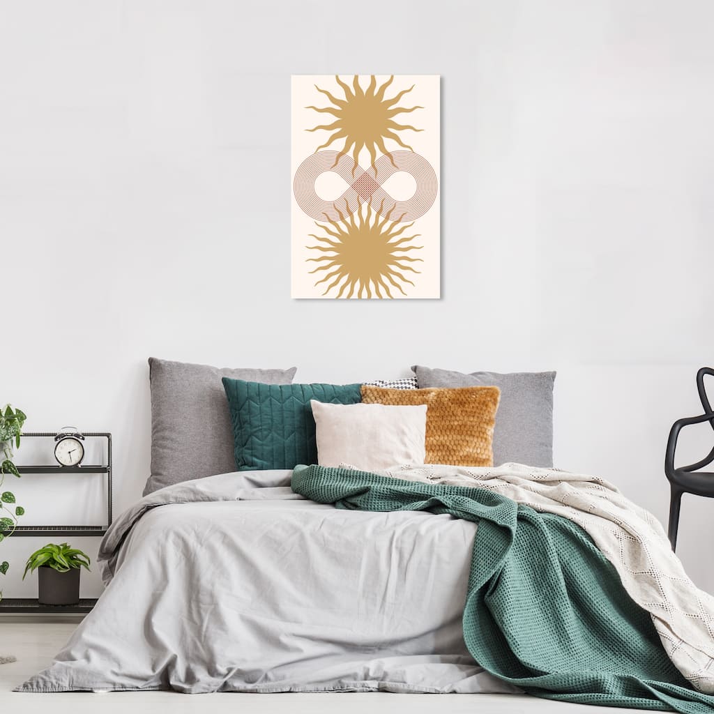 Wynwood Studio Canvas Symbols and Objects Sun Infinite Stories Yellow and Sand Mid-Century Modern Wall Art Canvas Print