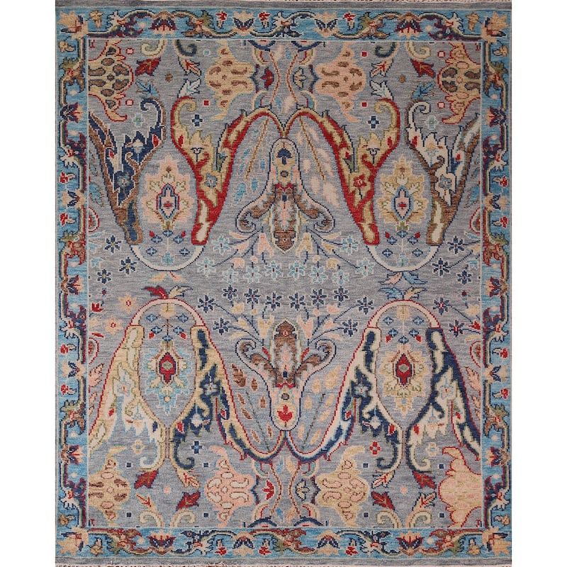 Oushak Indian Area Rug Handmade Wool Carpet - 8'1"x 9'7"