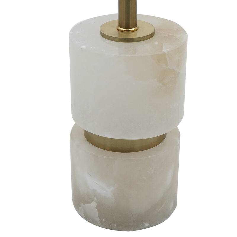 D10x34" Ipori Alabaster And Metal Buffet Lamp