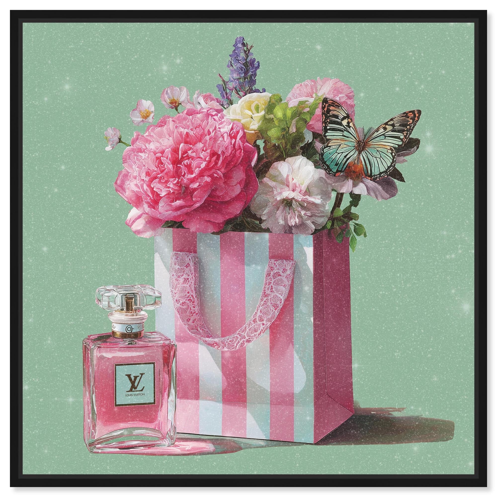 Spring Shopping Bag Glam Art Framed Canvas Print by Art Remedy