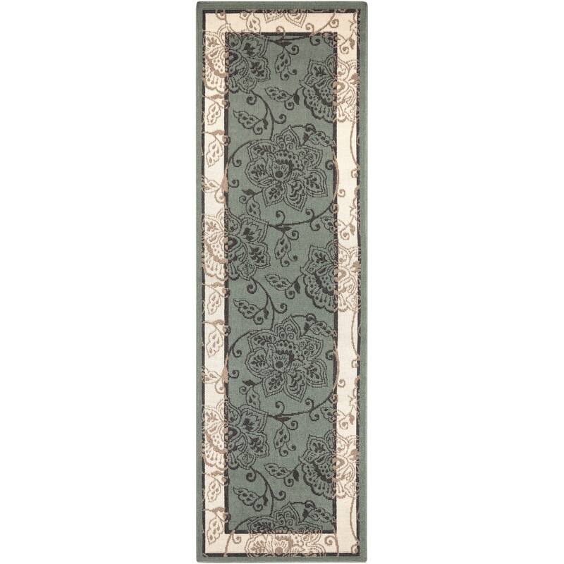 Janelle Indoor/Outdoor Transitional Floral Border Area Rug
