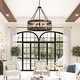 preview thumbnail 10 of 9, Modern Farmhouse Rustic 6-Light Wood Drum Chandelier for Dinning Room