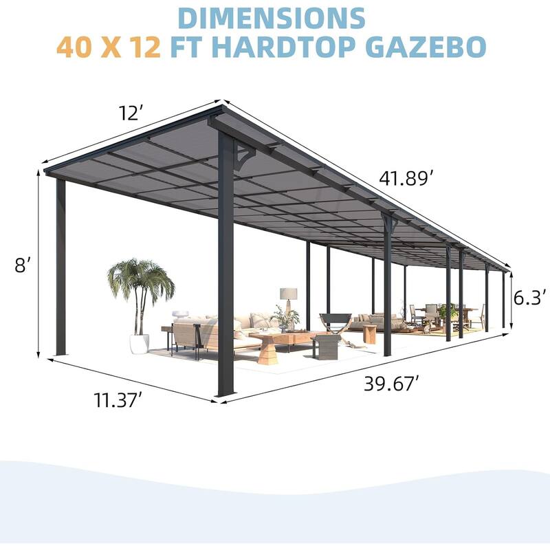 AECOJOY Wall Mounted Gazebos Pergola Gazebo Awnings for Backyard