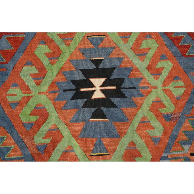 Hand Woven Oriental 100% Wool Carpet Southwestern Tribal Multi-Colored Kilim Area Rug - 10' 3'' X 5' 3''