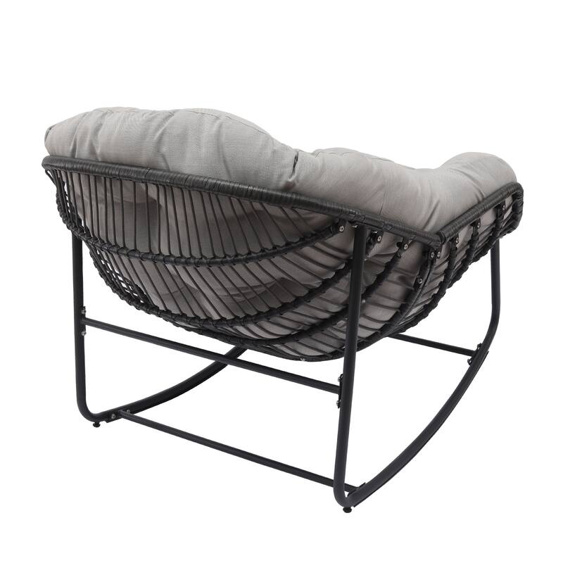 Metal Comfortable Outdoor Rocking Chair with Cushion Water-Resistant