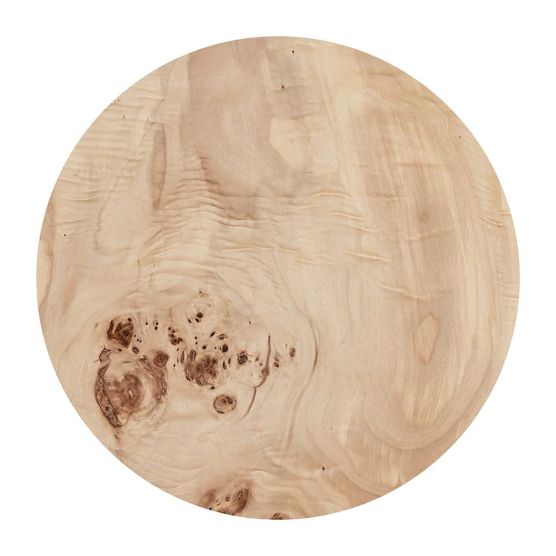 Round Burl Wood Side Table - 15" - Beige