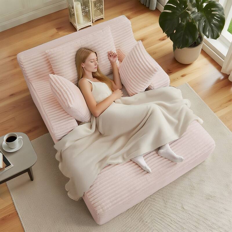 Rossetta Corduroy Upholstered Modern Oversized Chaise Lounge Chair - Pink