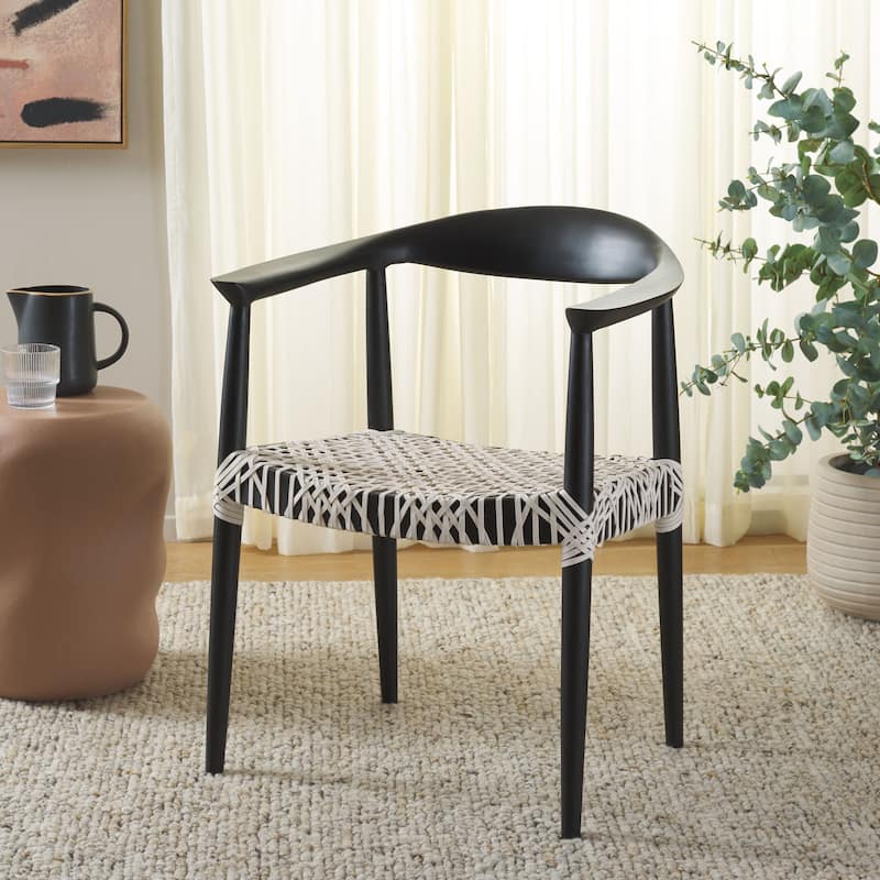 SAFAVIEH Trix Bandelier Black Dining Arm Chair - 24.8" x 18.9" x 30.7" - 25"W x 19"D x 31"H