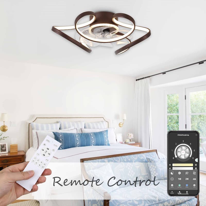 Bella Depot 22“ Low Profile Ceiling Fan with Dimmable Light, 6-Speed Reversible Flush Mount Ceiling Fan with APP Control