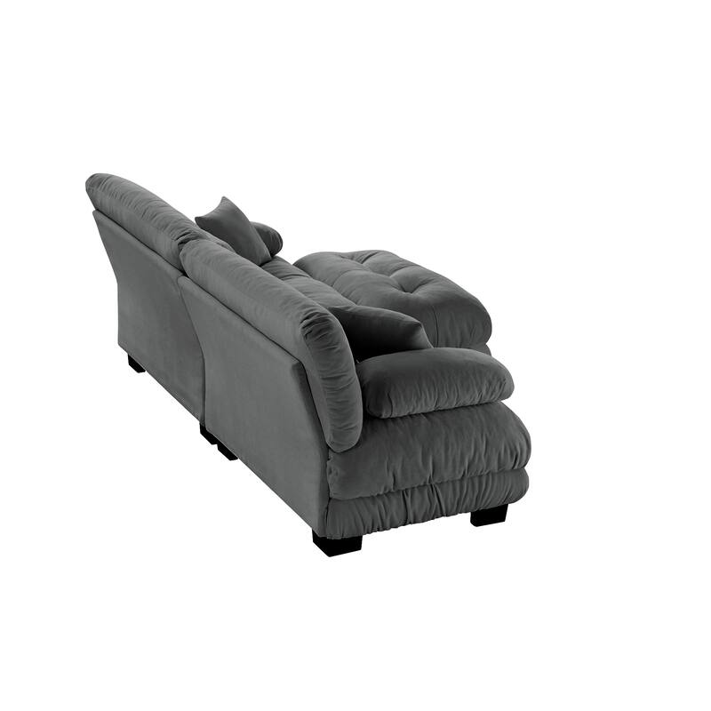 94.4" 2-Seater Chenille Cloud Couch with 4 Pillows and Convertible Ottoman