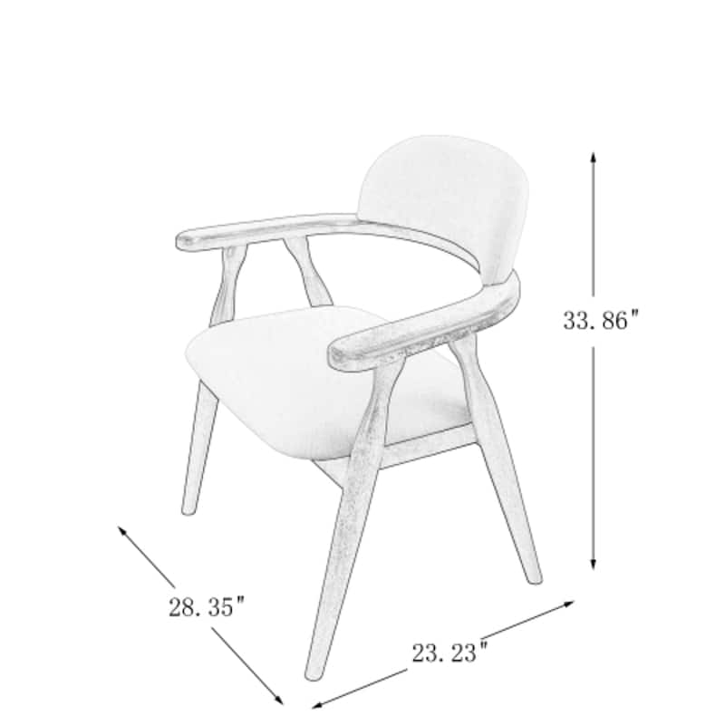 Christopher Knight Home - Mid-Cenutry Farmhouse Upholstered Wood Dining Chairs with Curved Backrest and Armrest, Set of 2