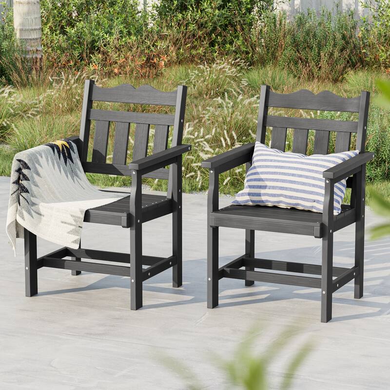 HIPS Patio Dining Chairs Ergonomic All-weather Patio Seats (Set of 2) - Grey