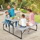 preview thumbnail 15 of 23, Indoor and Outdoor Folding Picnic Table Bench Set with Wood-like Texture - 59" x 54" x 28.5"(L X W X H)