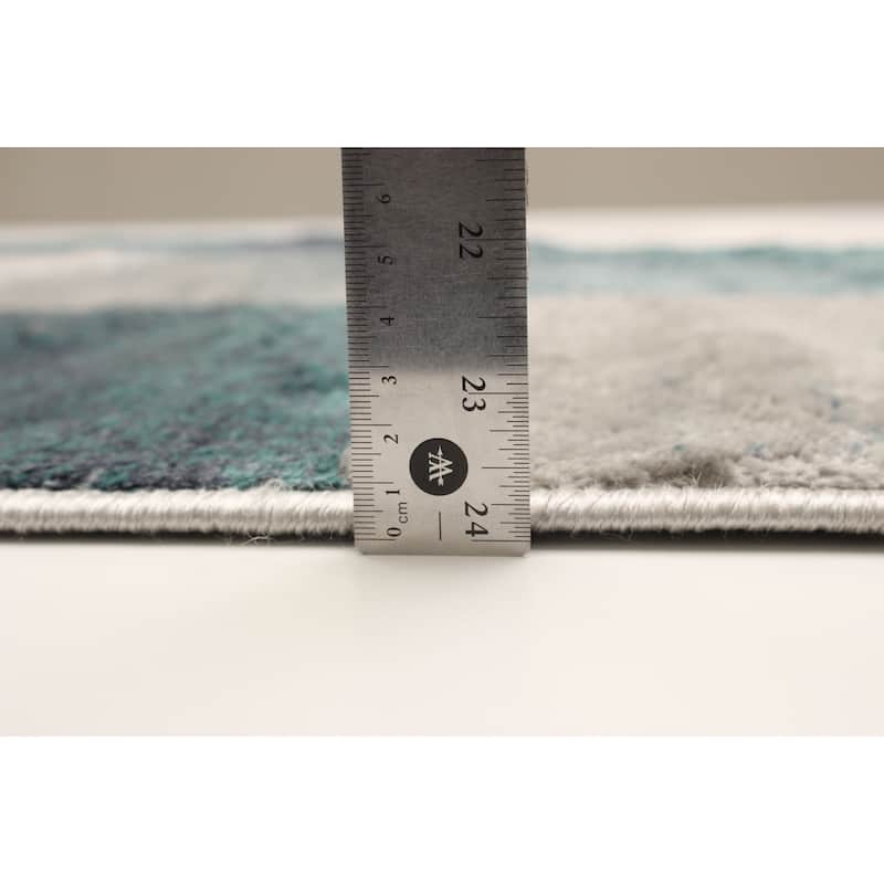 ECARPETGALLERY Machine Woven Rylie Teal Area Rug