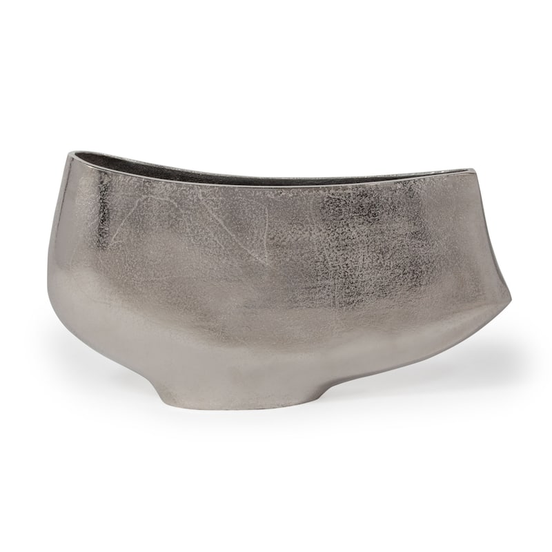 10 Inch Nickel Aluminum Table Vase for Living Room or Shelf Decor