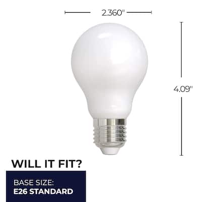Bulbrite LED Filament Pack of (4) 7 Watt Dimmable A19 Light Bulbs with Milky Finish and Medium (E26) Base - 3000K